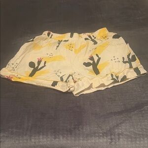 Love +Harmony Lightweight Thin Shorts Cactus Print Cream Yellow Green L